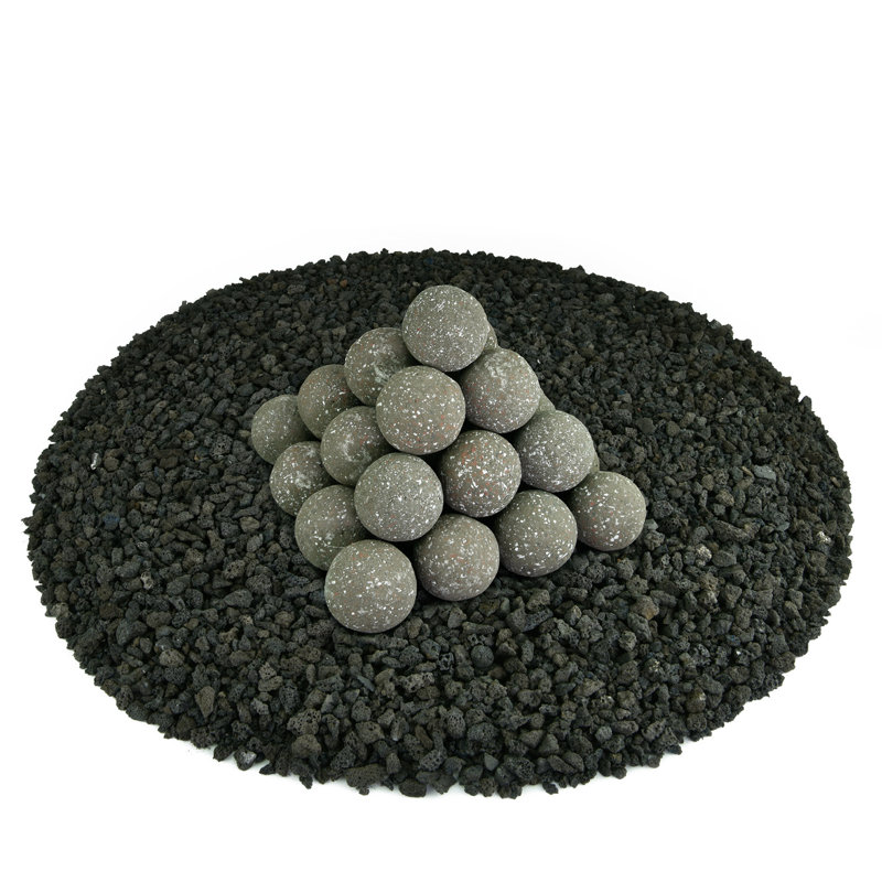 Ensemble de foyer d’extérieur à billes fire, Gris anthracite moucheté