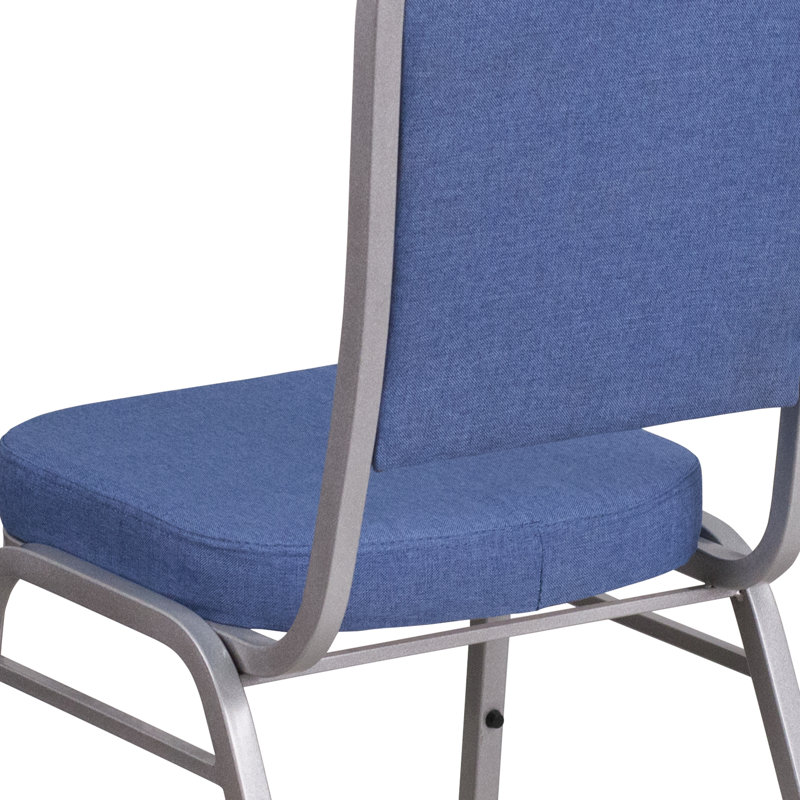 Chaise de banquet empilable Oliverson, Cadre argenté, Tissu bleu, 4