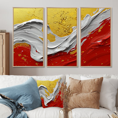 Chaos Harmony Of Sunrise Paint IV - Fractals Wall Art Decor - 3 pièces
