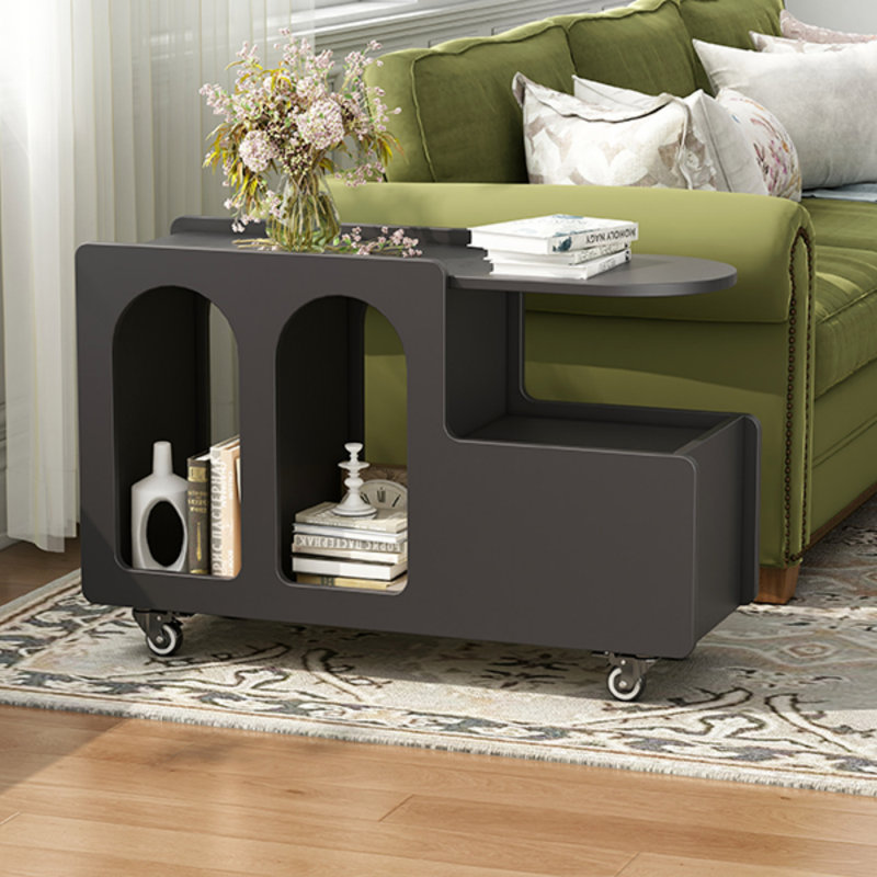Table de bout mobile avec roues verrouillables, table d'appoint de style avec tiroir de rangement, table de chevet étroite de 11,8 pouces avec rangement multicouche