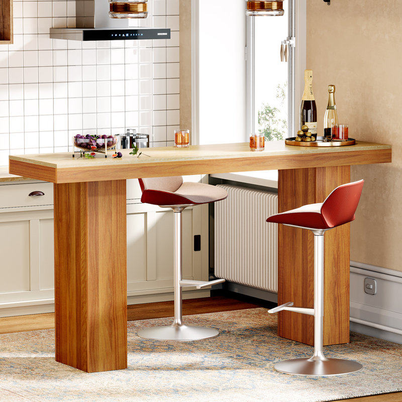 62.9 Inch Bar Table Wood Counter Height Pub Table