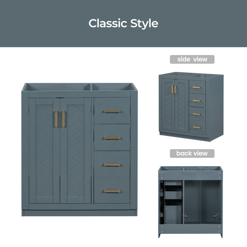 Base de meuble-lavabo simple 29,53 po seulement, Bleu marine