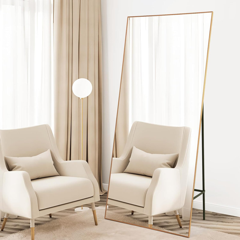 Full Length Mirror, Floor Mirror Full Length with Stand,Oversized Floor Mirror,Aluminum Alloy Thin Frame,Standing or Hanging,Full Body Mirrors for Bedroom,Living Room,Cloakroom,Gym