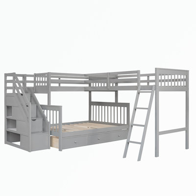 Gylys Kids Twin Over Full Bunk Bed with Drawers