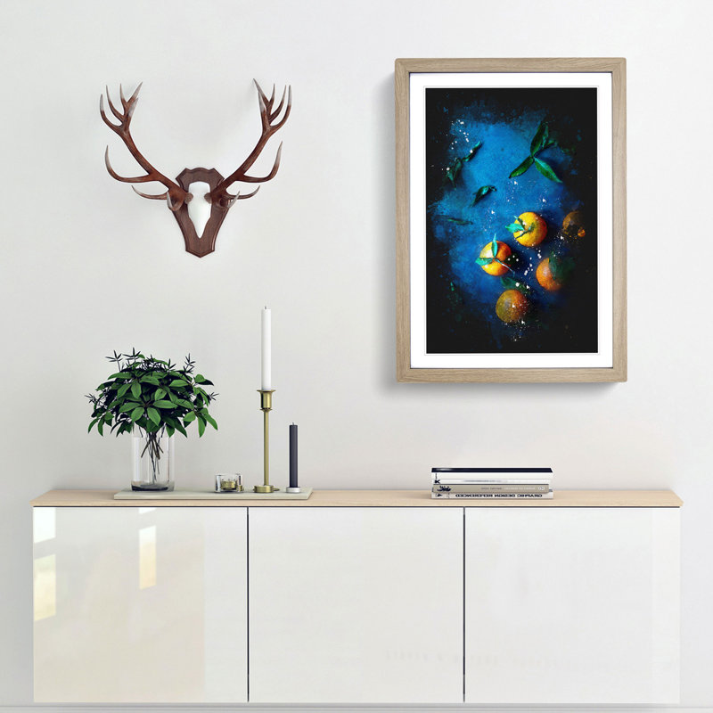 Fresh Oranges - Picture Frame Graphic Art Print, 87cm H x 62cm W x 2cm D, Oak Framed