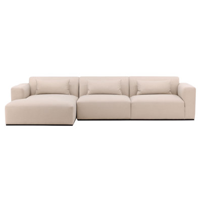 Brooklyn Polyester Upholstered Chaise Sectional, Mohair Cream