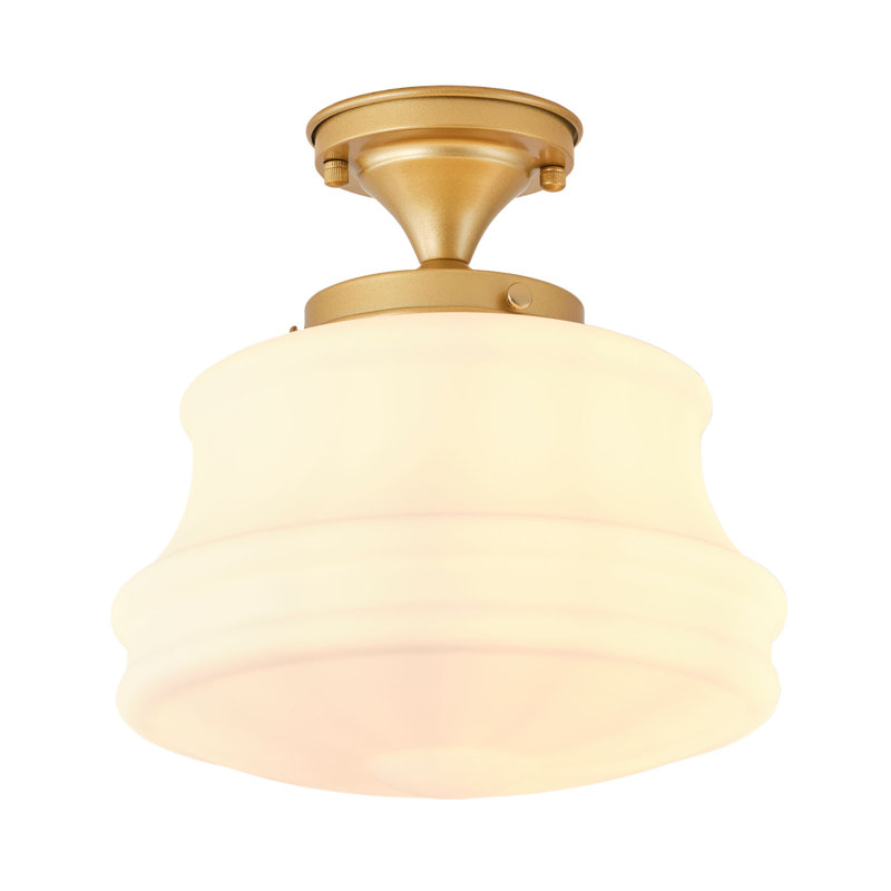 Plafonnier encastré moderne 1 lumière doré avec abat-jour en verre, 11,02 po de largeur, base E26, à intensité variable, homologué ETL / cETL