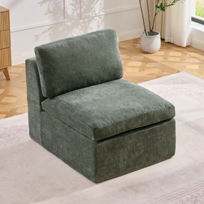 Fauteuil d'appoint rembourré sans accoudoirs avec coussin décoratif, aucun assemblage requis