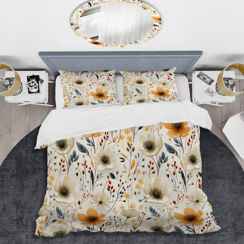 Literie fleurs d'automne Woodland, Housse de couette simple + 1 taie décorative stan