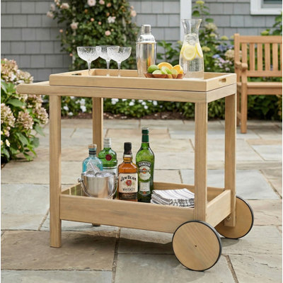 Outdoor Rolling Bar Cart, Portable Serving Cart for Patio, Backyard & Outdoor Entertaining