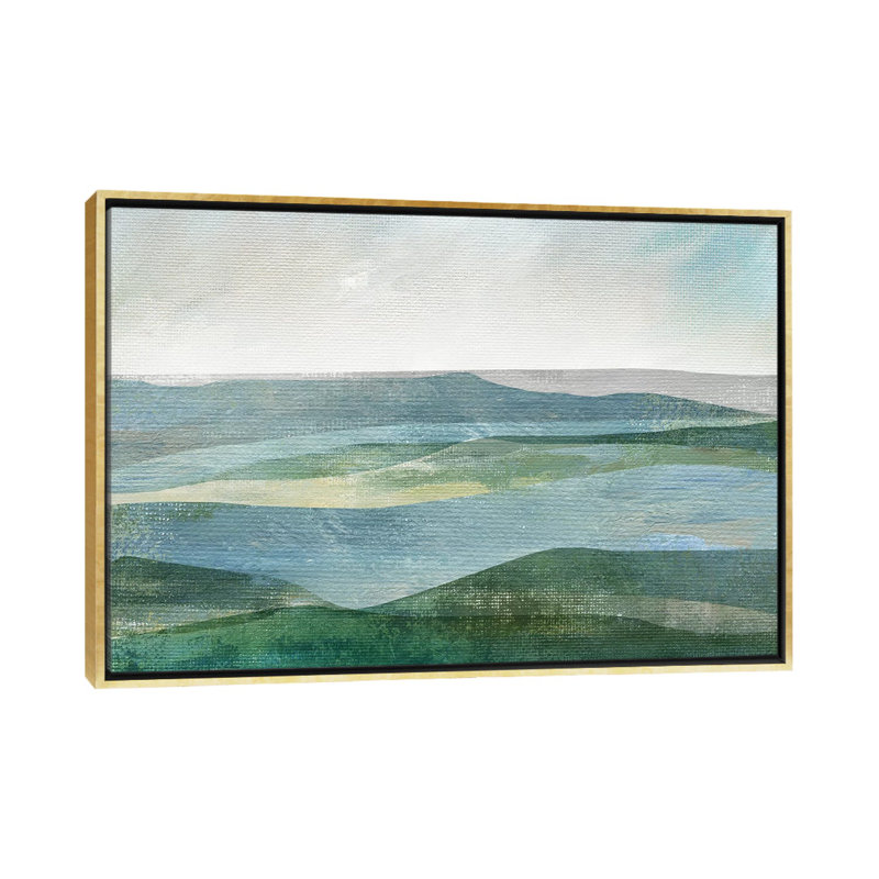 «River Valley» par Nan - reproduction imprimée, H 32 po x l 48 po x 1,5 po, Encadrement doré