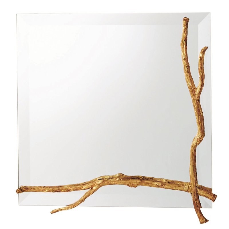 Elegant Gold Leaf Rectangular Twig Wall Mirror