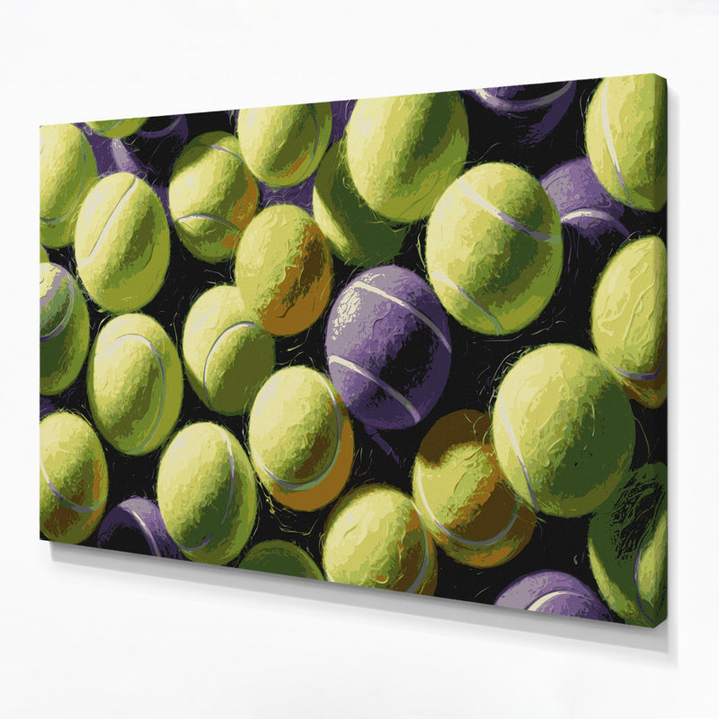 Art sportif sur toile, balles de tennis, H 11 po x l 14 po