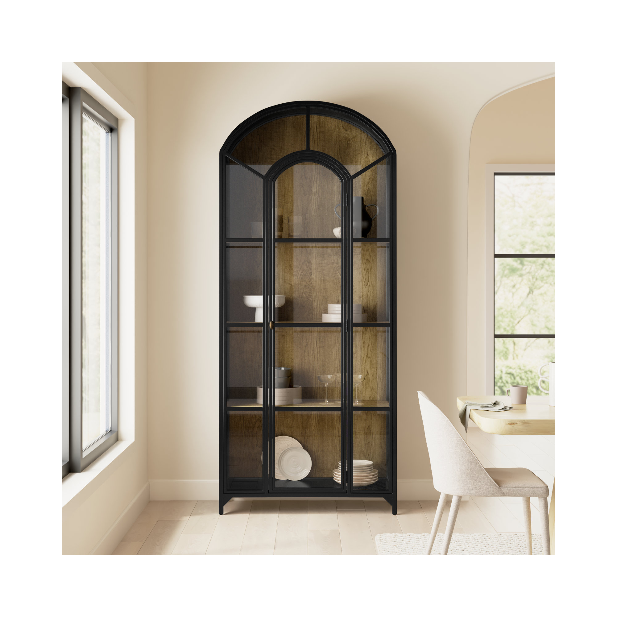 Bayline Dining Cabinet, Black/Oak