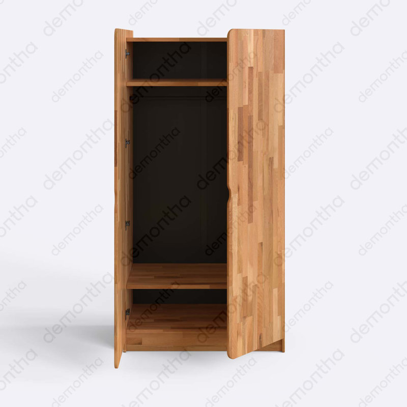 Armoire de rangement en bois massif avec tringle et tablettes Orion