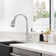 JS Pull Down Single Handle Kitchen Faucet with Deck Plate 3 Spray Modes Eco Water Saving