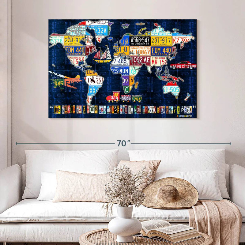 Aliaz World Map Augustine, 32" H x 48" W