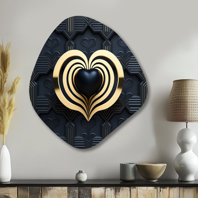 Art mural asymétrique en forme de nébuleuse abstraite noire et dorée rayonnante I