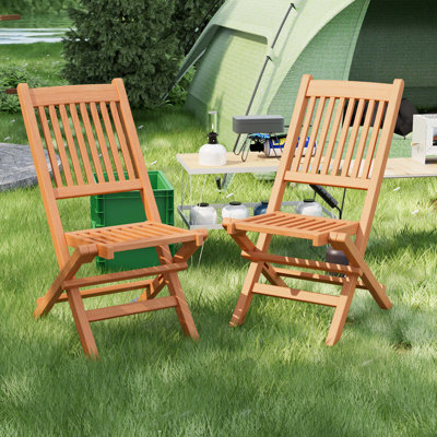 Ensemble de 2 chaises de patio en bois massif Red Barrel Studio® Lacresia