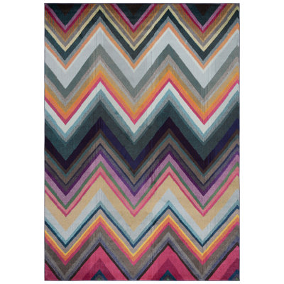 Aljoharah Chevron Green/Pink Area Rug