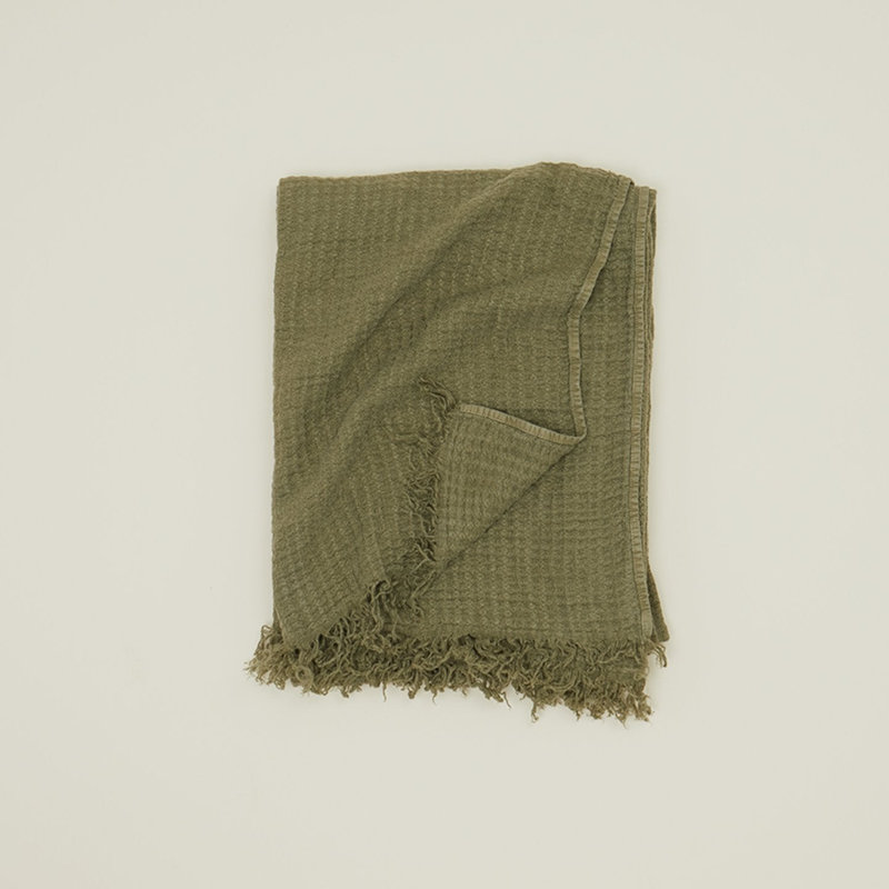 Jeté simple tricoté, Olive, L 70 po x l 50 po