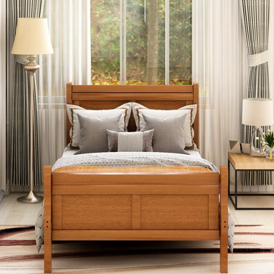 Lit plateforme simple en bois avec tête de lit et lit en bois massif, convient au matelas, ne requiert pas de sommier, facile à assembler, supports à assembler, nécessaire,