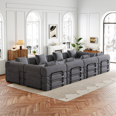 Canapé-lit convertible 8 places, canapé en chenille, équipé de poches de rangement latérales, canapé-lit pliant, adapté pour les salons, les chambres à coucher et les bureaux.