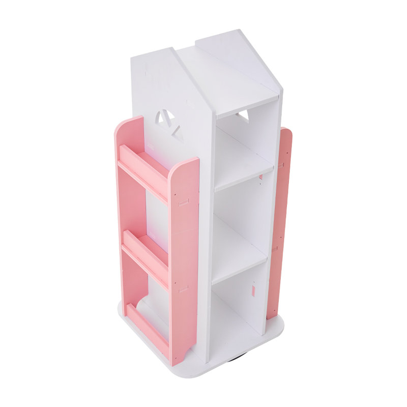 72cm H X 31cm W PVC Wood Plastic Board + Co-extruded Board + ABS Floating Shelf Kids Bookcase, White/Pink