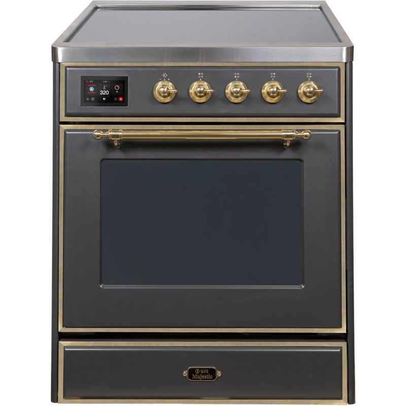 ILVE Majestic II Series 40 inch Induction Range with 6 Induction Elements (Glass Door), Matte Graphite/Brass
