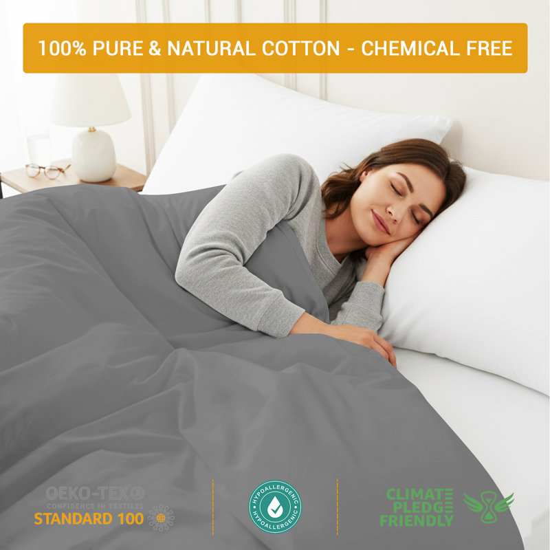 Cotton Solid Colour Duvet Cover Set with Pillow Shams, Single Duvet Cover + 1 Sham