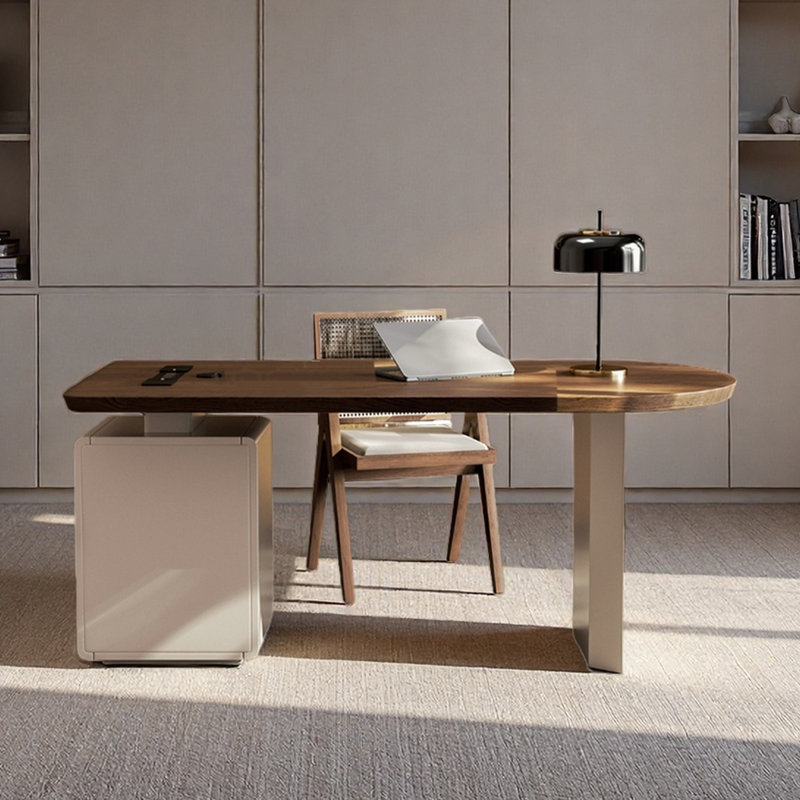 Bureau en bois massif crème pour douille encastrée, H 29,53 po x l 62,99 po x P 31,5 po