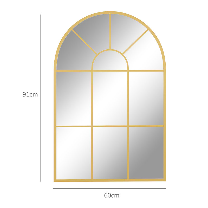 Metal Arch Mirror, 91cm x 60cm, Gold