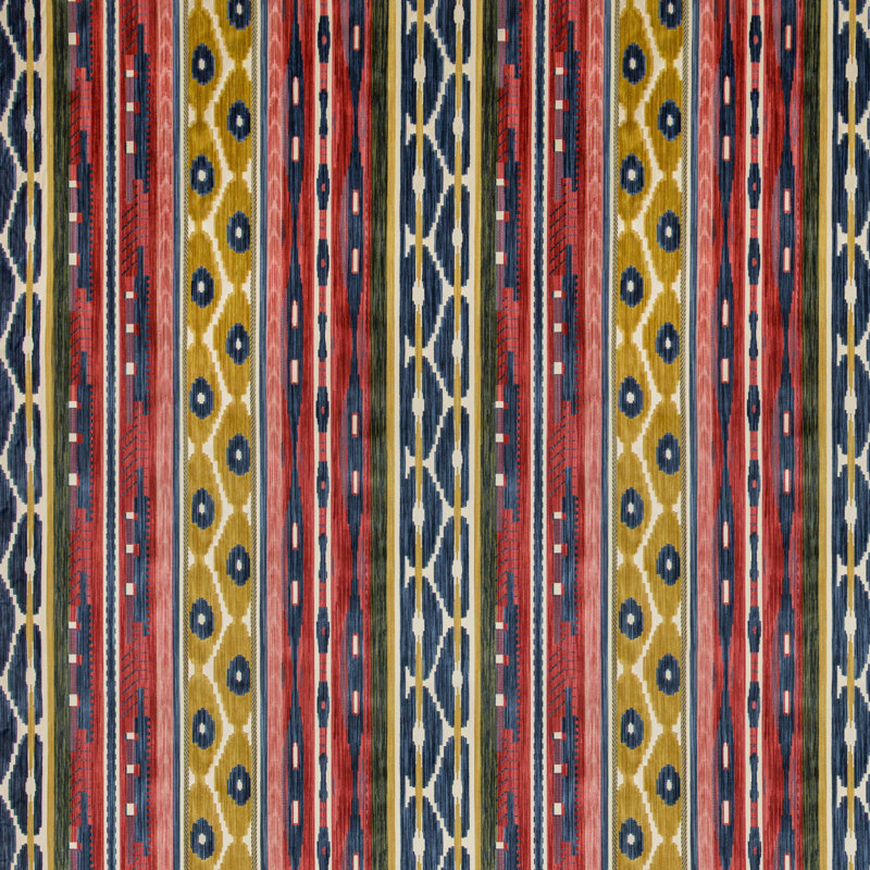 Desning Velvet Fabric, Red/Blue