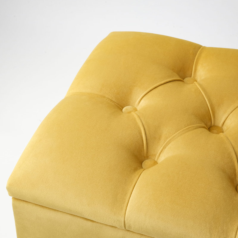 Kahn Velvet Upholstered Storage Bench, 42cm H x 100cm W x 30cm D