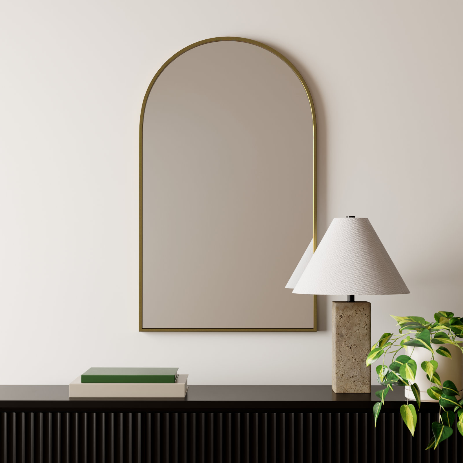 Sabine Metal Arch Wall Mirror, Brass, 40" x 24"
