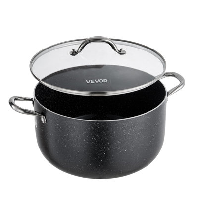 Aluminum Stock Pot, 12-Quart Nonstick Ceramic Coated Pot with Glass Lid, PFOA-Free, PFAS-Free, Compatible with Gas Stoves, Induction Cooktops, Electric Stoves, for Soups, Stews, and Pasta