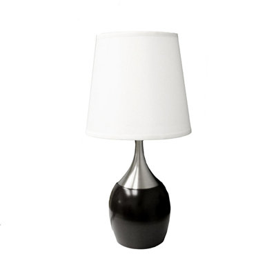 Lampe de table en métal 24 po avec finition espresso et abat-jour blanc 24 po