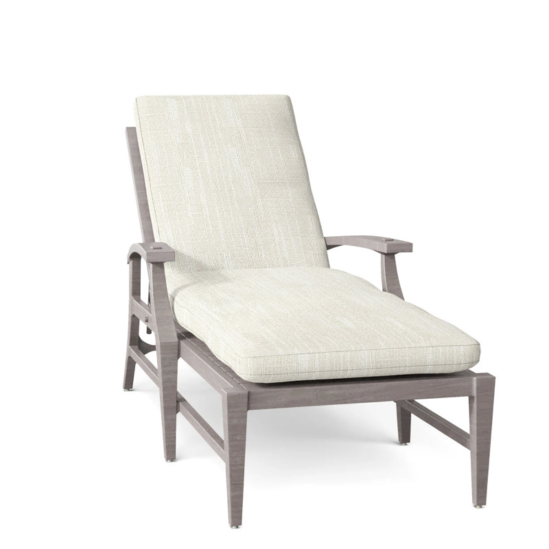 Croquet Aluminum Outdoor Chaise Lounge, No Welt, Oyster, Rollo Cream
