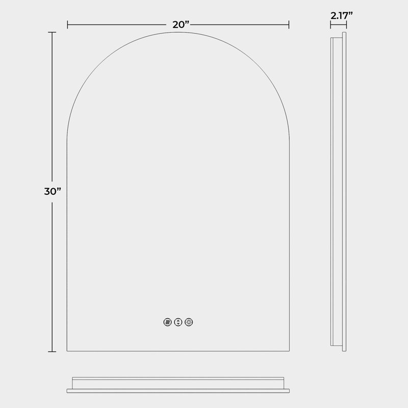 Miroir de salle de bain à DEL rétroéclairé sans cadre avec éclairage à 3 couleurs à intensité variable, antibuée et verre trempé