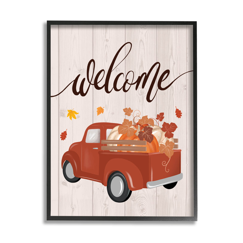 «Country Pumpkin Harvest Welcome at-188», Giclée encadrée noir minuit, H 14 po x l 11 po x P 1,5 po