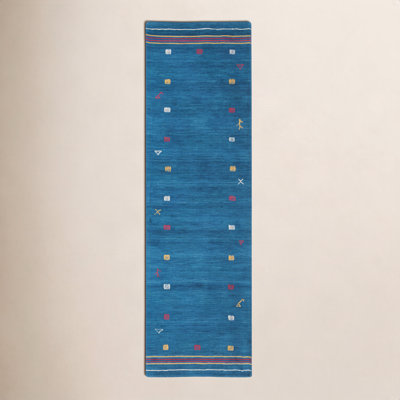Danette Blue Southwestern Hand-Loomed Wool Rug