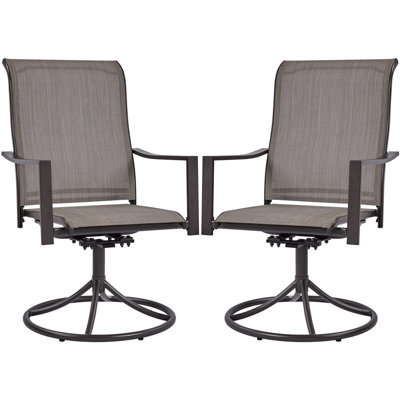 Set of 2 Texteline Patio Swivel Dining Chairs with Armrests and Backrest by Lark Manor