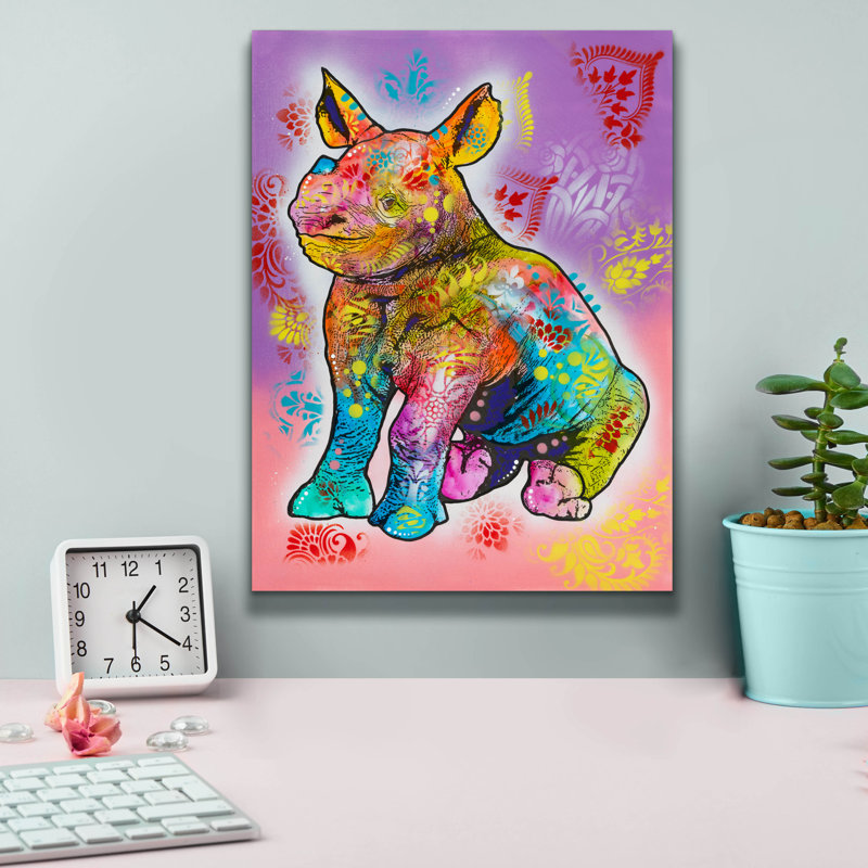 «Aminal Bebees - Rhino Sploot» par Dean Russo, art mural sur toile, H 16 po x l 12 po x P 0,75 po