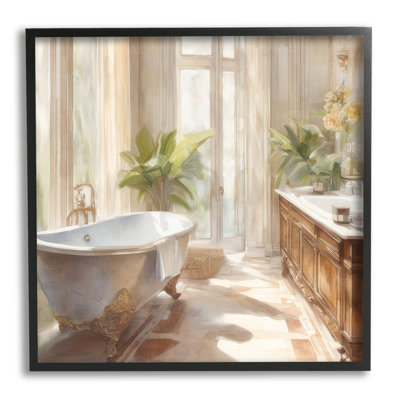 Sunlit Bathroom View by Kim Allen Single Picture Frame Print on Canvas