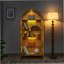 Armoire de rangement arquée avec une lampe, armoire de rangement en bois pour la cuisine, le salon et le bureau-124437469