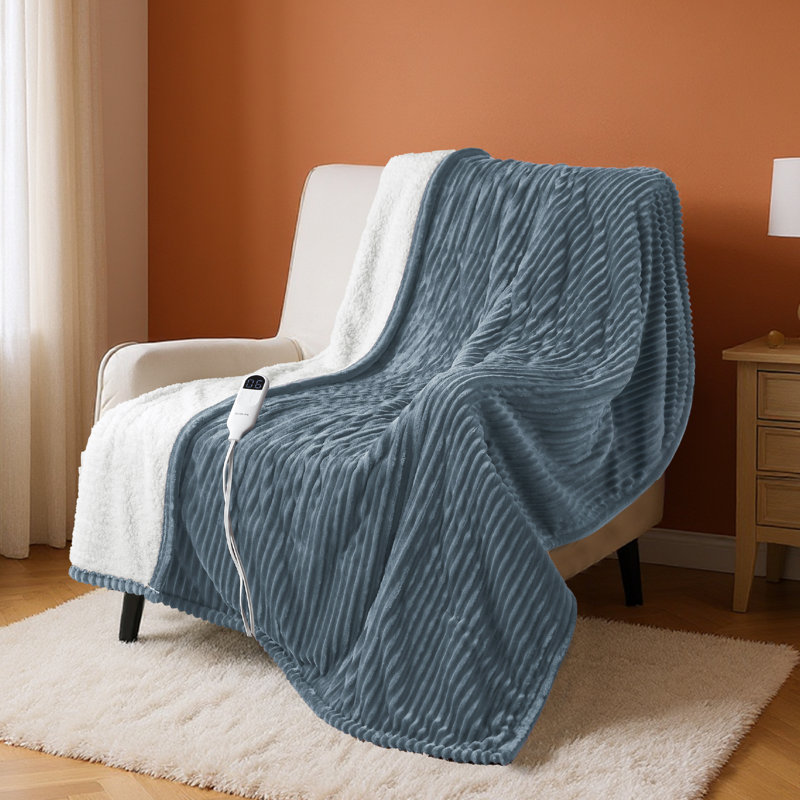 Electric Blanket, Soft Ribbed Flannel, Heating with 4 Time Settings, 6 Heat Levels, 3 hrs Timer Auto Shut Off, GentleSoft™