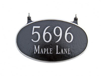 Double Sided Hanging Classic Oval Two-Line Large Address Sign Plaque