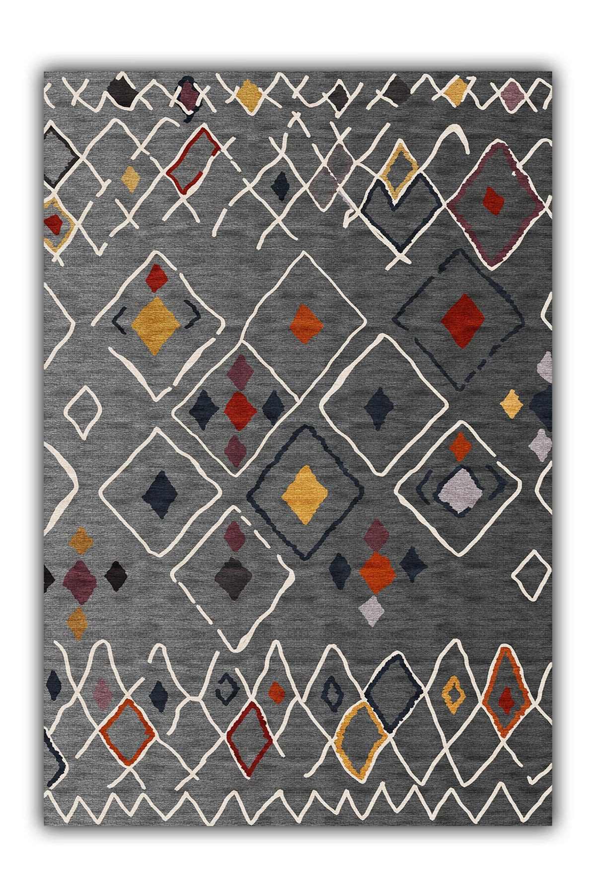 Multicolor Geometric Rug Corrigan Studio® Gray Multicolor Geometric Pattern Woven Base Machine ...