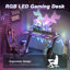 140cm Z-shaped Computer Gaming Desk Laptop Pc Table W/ Rgb Led Lights Home Office Workstation