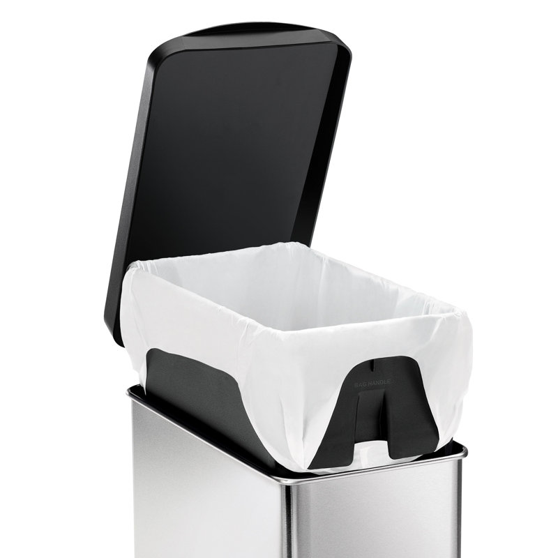 Simplehuman 10L Profile Pedal Bin, Plastic Lid, Brushed Stainless Steel and Black